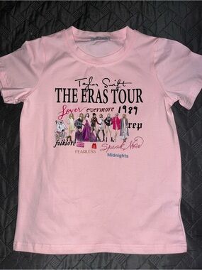 Kids Pink 'The Eras Tour' Graphic Short Sleeve Tee for lil’ Swifties!